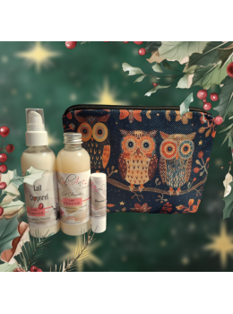 Trousse de toilette hibou - cosmétiques lait d'ânesse