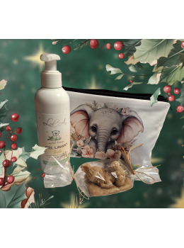 Trousse de toilette bébé éléphant  - cosmétiques lait d'ânesse